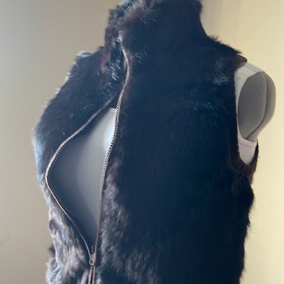Metro 6 Nina Leonard  deep Brown Fur Vest Lambswool - Picture 3 of 8